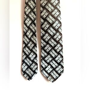 Vintage 1950s-60s Silk Necktie bamboo weave Roos Bros mcm